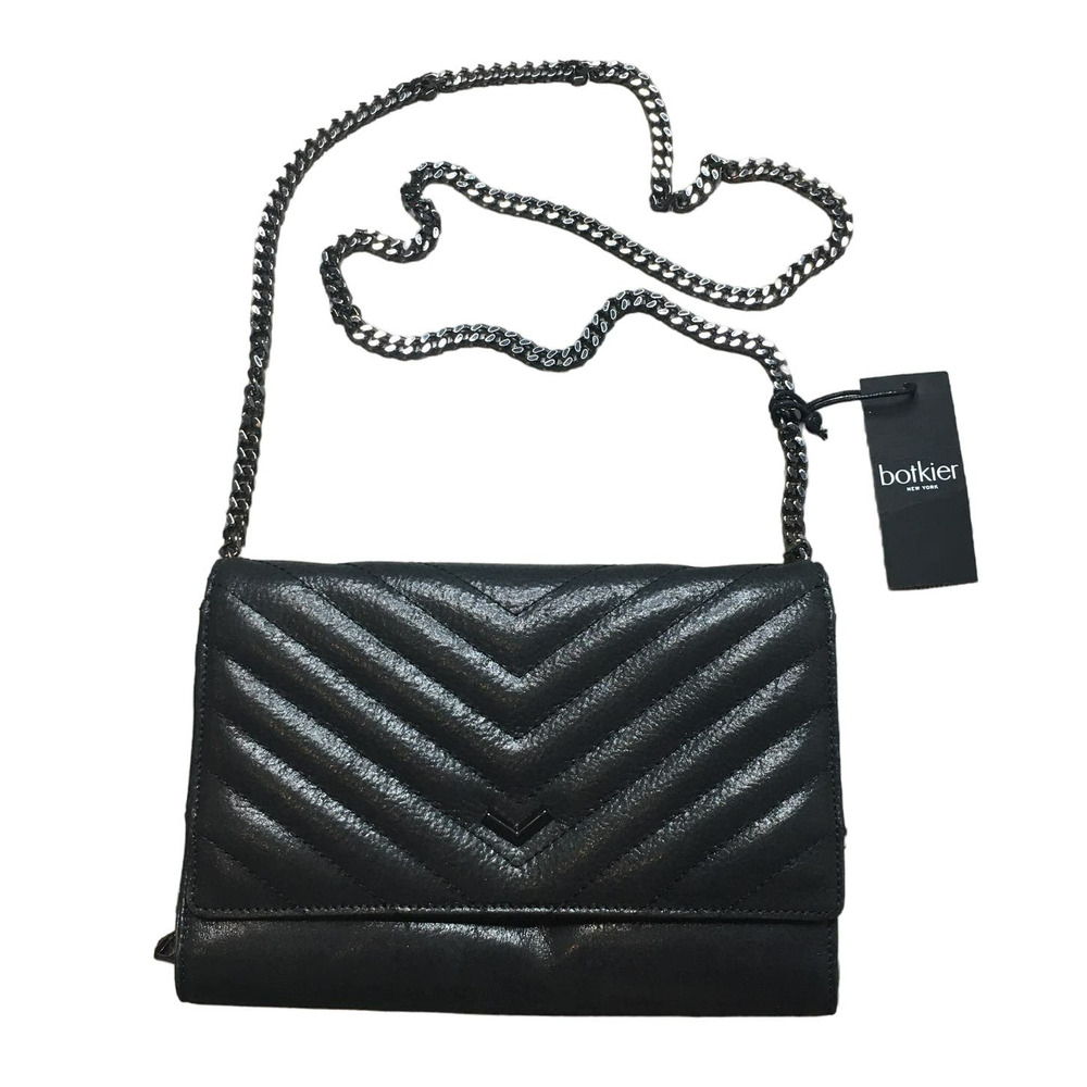 NWT Botkier Soho Quilted Chain Strap Crossbody Wallet Purse Leather Black
